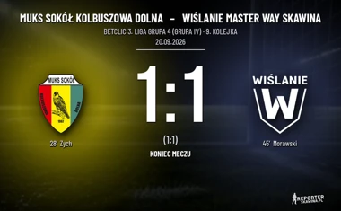 [PIŁKA NOŻNA] MUKS Sokół Kolbuszowa Dolna – Wiślanie Master Way Skawina 1:1 w Betclic 3. Lidze Grupa 4 (Grupa IV)