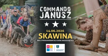 Grafika promocyjna wydarzenia Commando Janusz — bieg januszowy w Skawinie, 14 czerwca 2026
