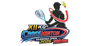 Grafika promocyjna wydarzenia XII ICO Crossminton Skawina Open 2026 — turniej crossmintona (100 pkt)
