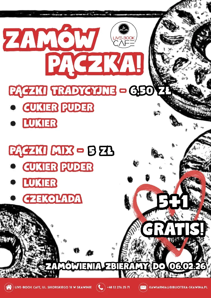 Pączki z biblioteki - kawiarnia Miejskiej Biblioteki Publicznej w Skawinie kusi słodkościami