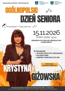 Krystyna Giżowska zaśpiewa dla seniorów w Skawinie, potem będzie zabawa taneczna