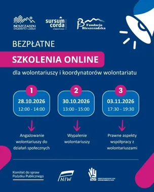 Trzy bezpłatne szkolenia online dla wolontariuszy i koordynatorów